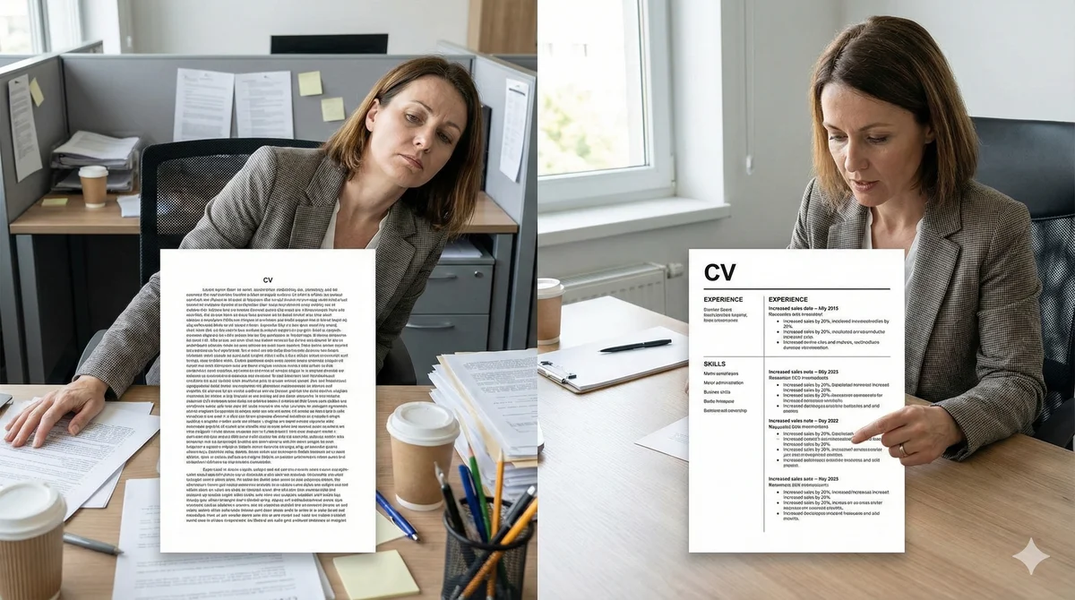 Comparison of recruiter reactions to cluttered versus clean resume