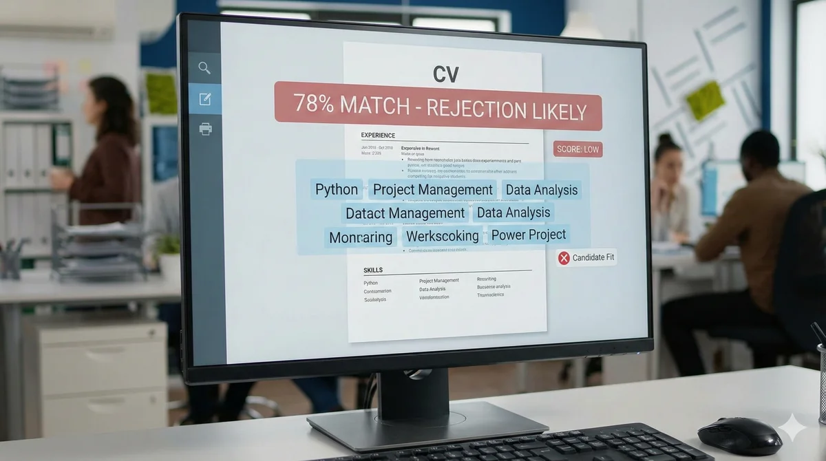 CV showing low match percentage on laptop screen